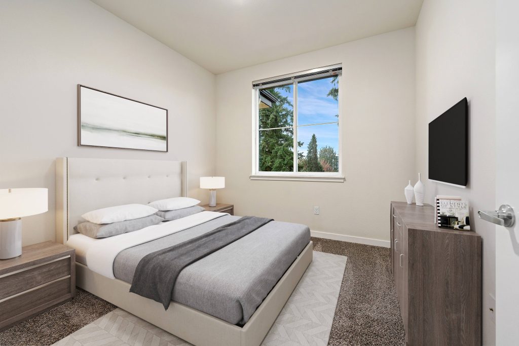 Bedroom with large window