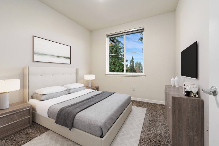 Bedroom with large window