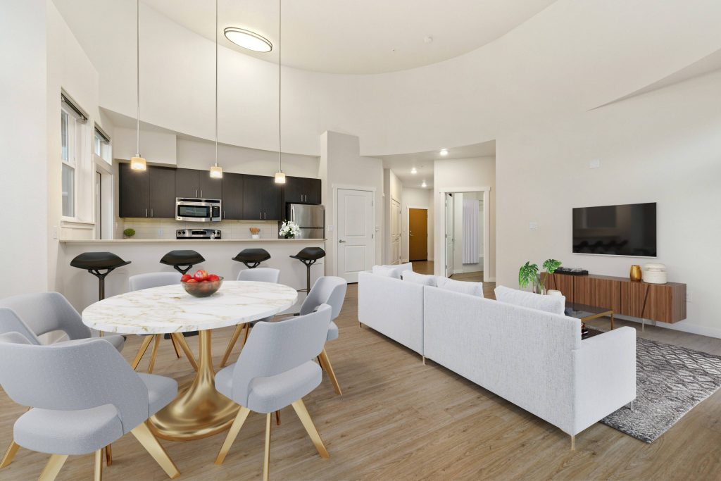Dining table and living area